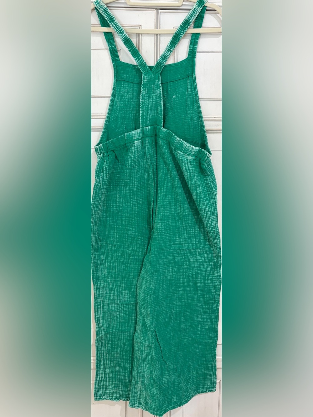 NWOT SZ L/XL Zenana Green Wide-Leg Jumpsuit with Front Pockets Stretchy - Picture 2 of 8